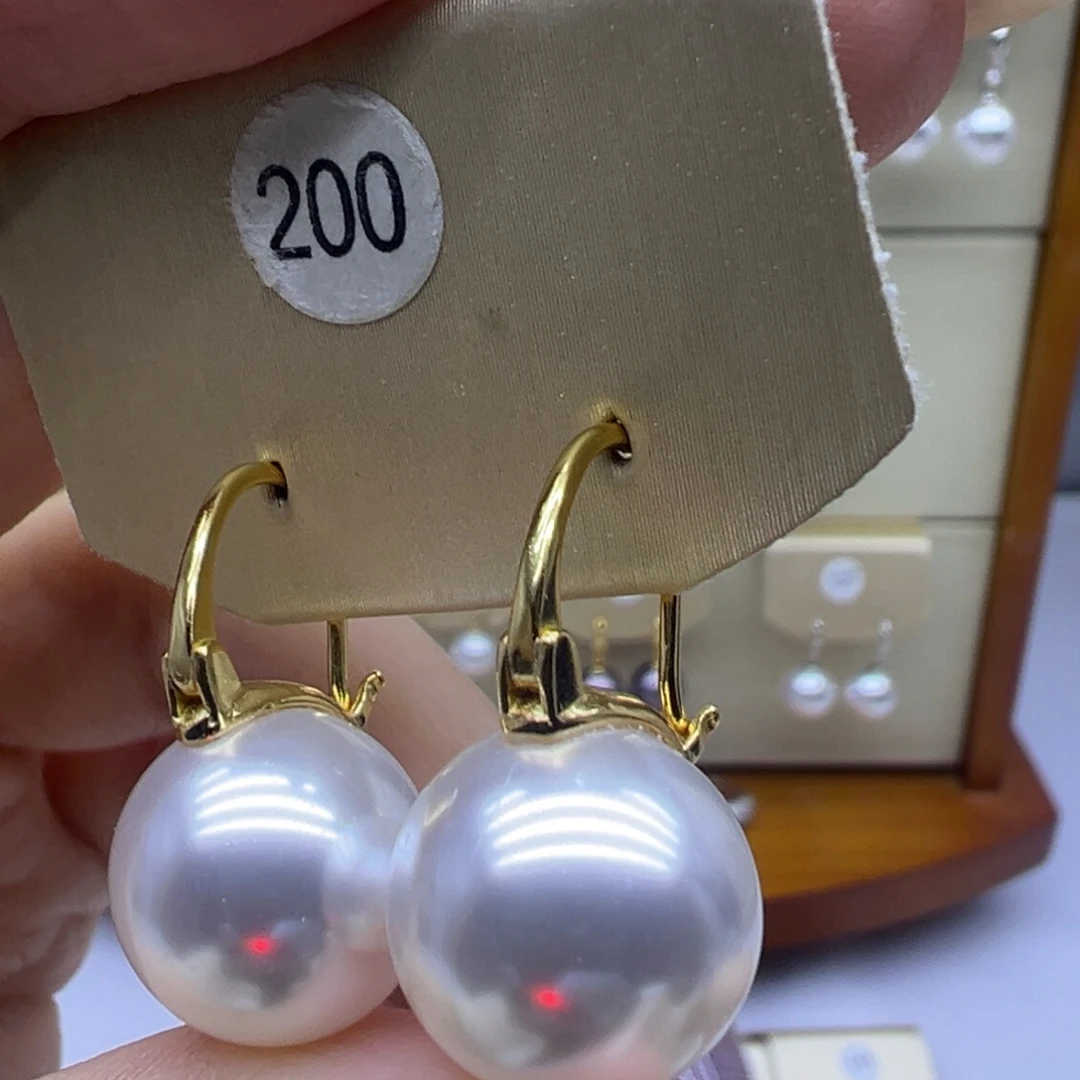 耳饰银S925镶嵌淡水珍珠