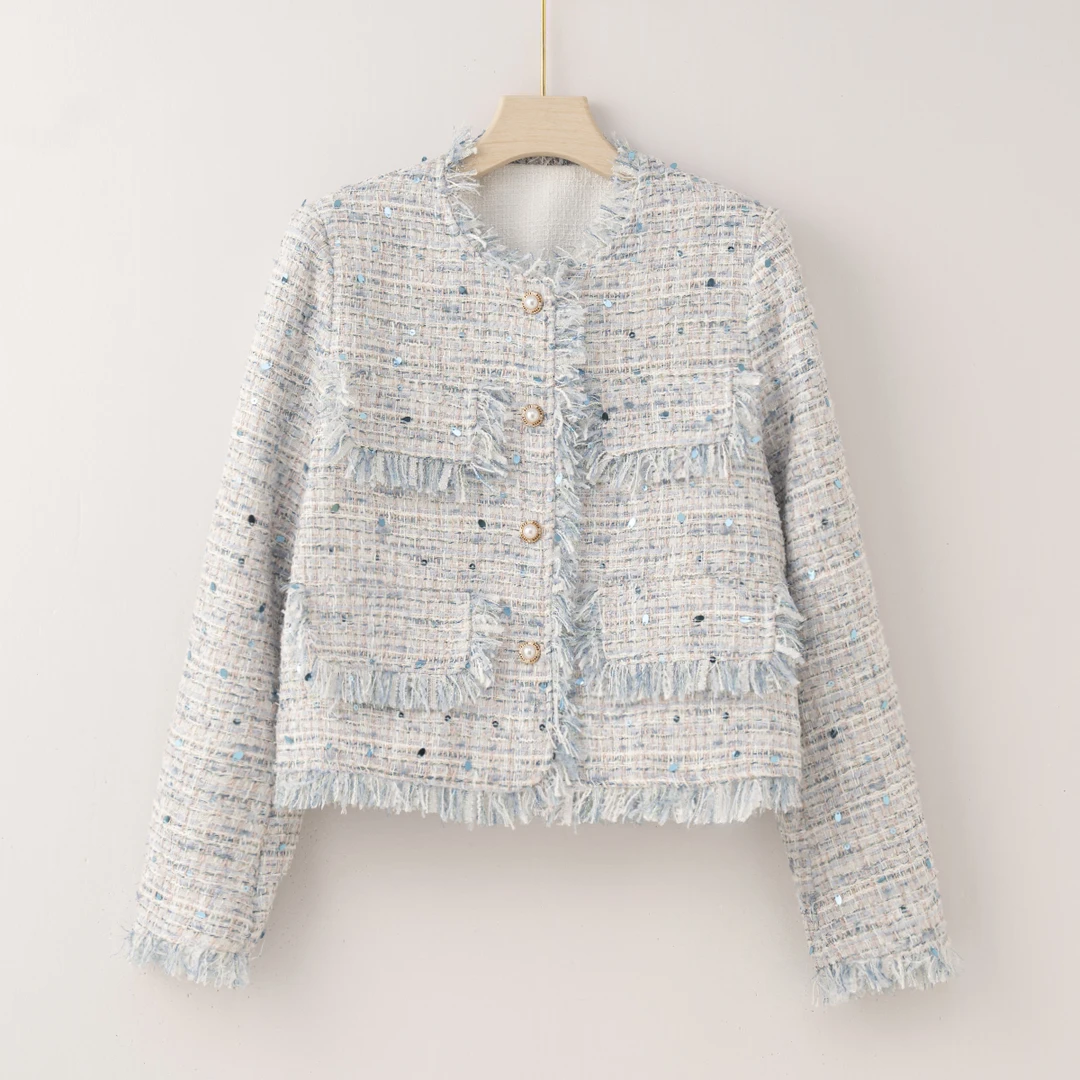 【特价-占单者限购】Q2240韩版设计夸流苏小香风气质短款外套