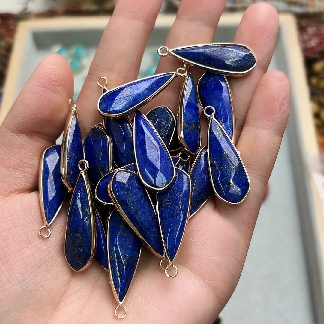 未镶嵌玛瑙/玉髓珠宝半成品12×36青金水滴切一颗