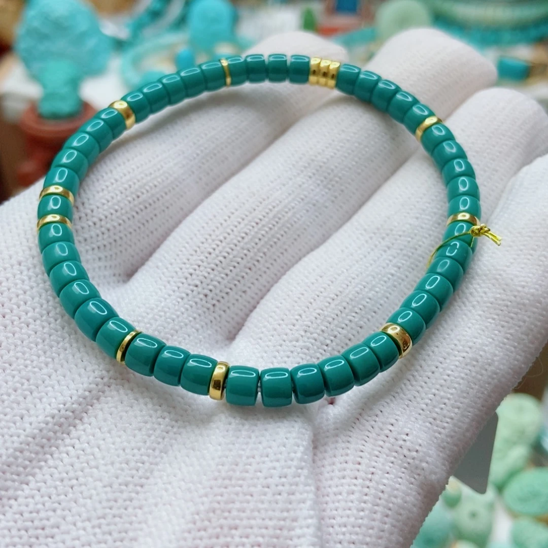 18K金镶嵌绿松石手串4.5mm