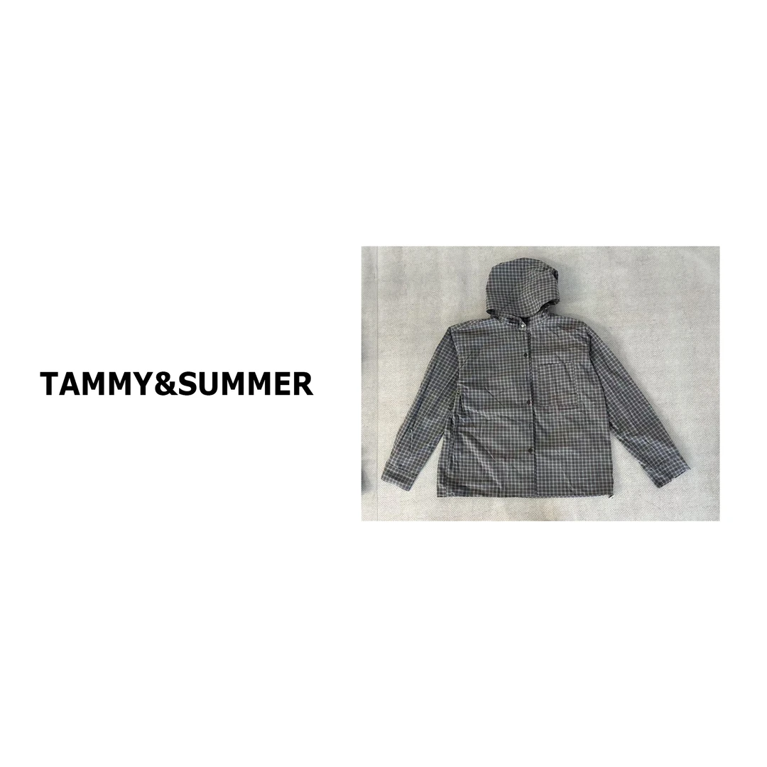 【Tammy&Summer】韩国时尚宽松休闲百搭抽绳下摆格子翻领衬衫829041