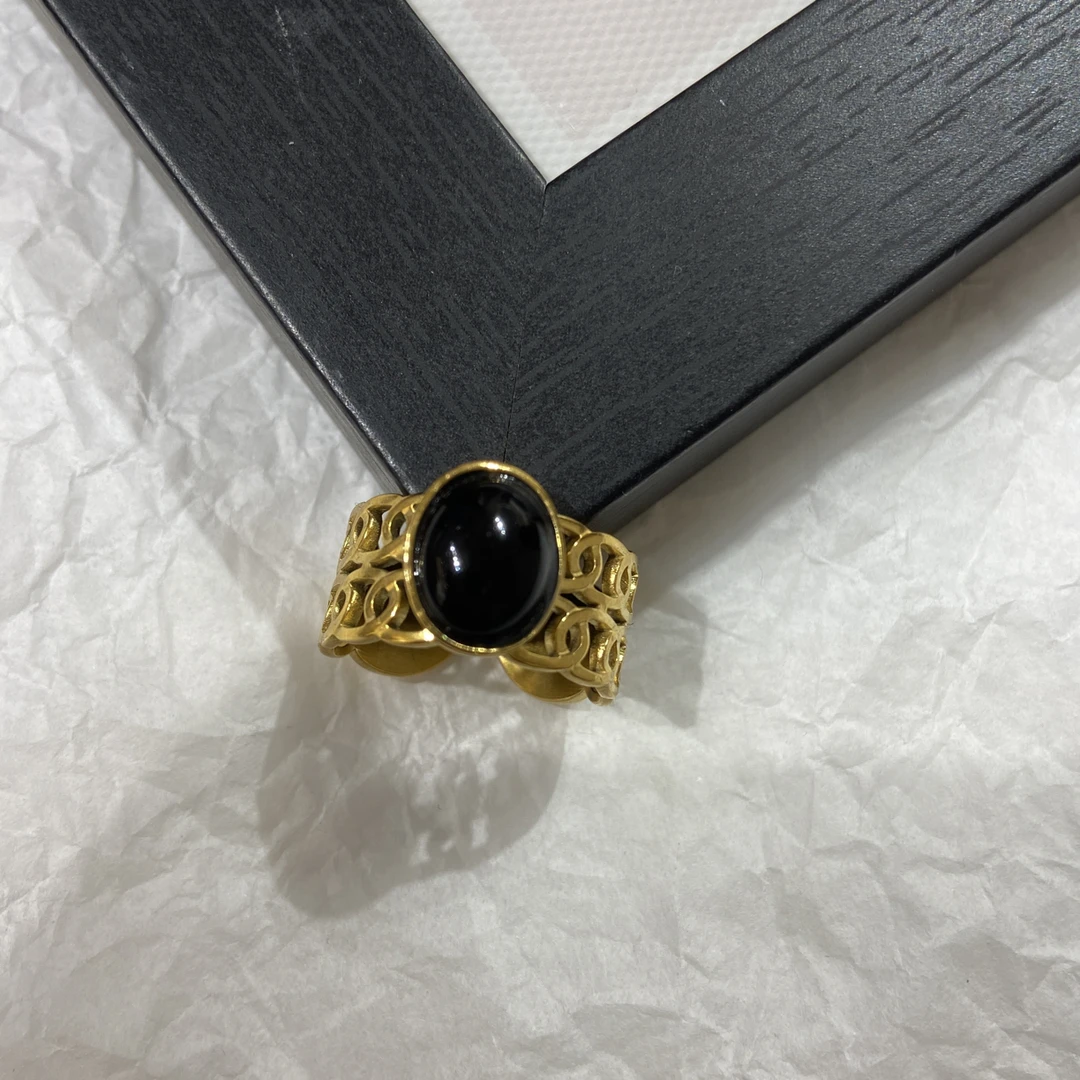 钛钢戒指 LARVINA复古元宝边经典黑戒指