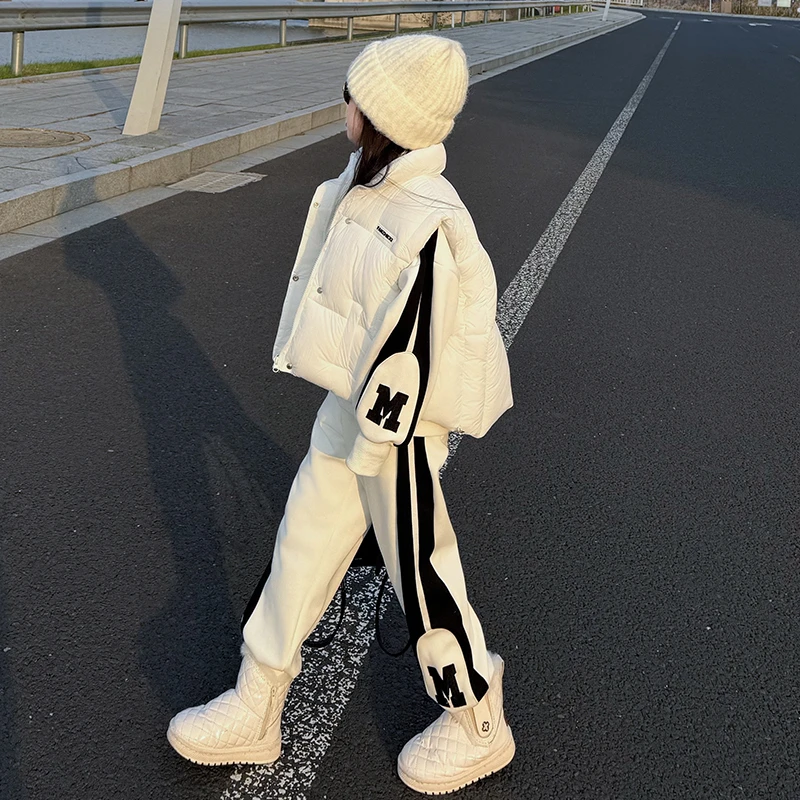 女童秋冬季洋气时髦套装2025女大童冬季马甲外套休闲卫衣运动裤子