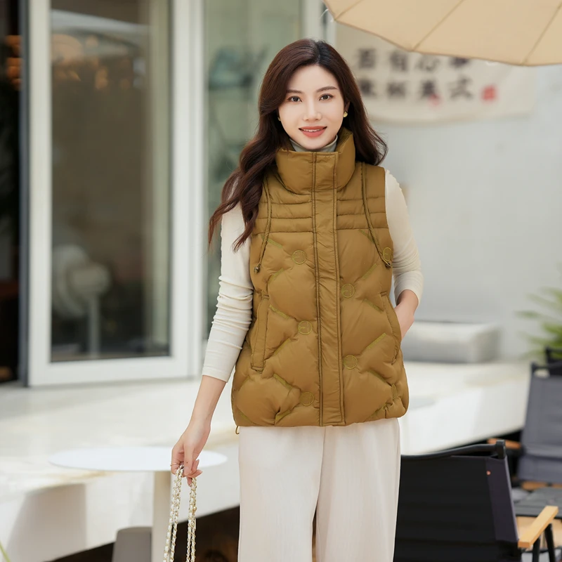 JLS013中老年秋冬新款女士背心棉马甲纯色拉链加厚保暖上衣