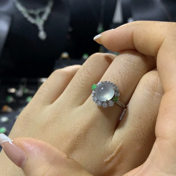 翡翠银S925镶嵌戒指