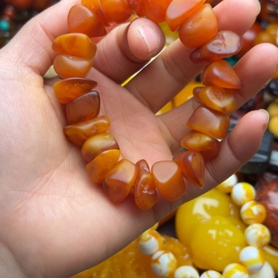 琥珀（花珀）手串未镶嵌蜜蜡