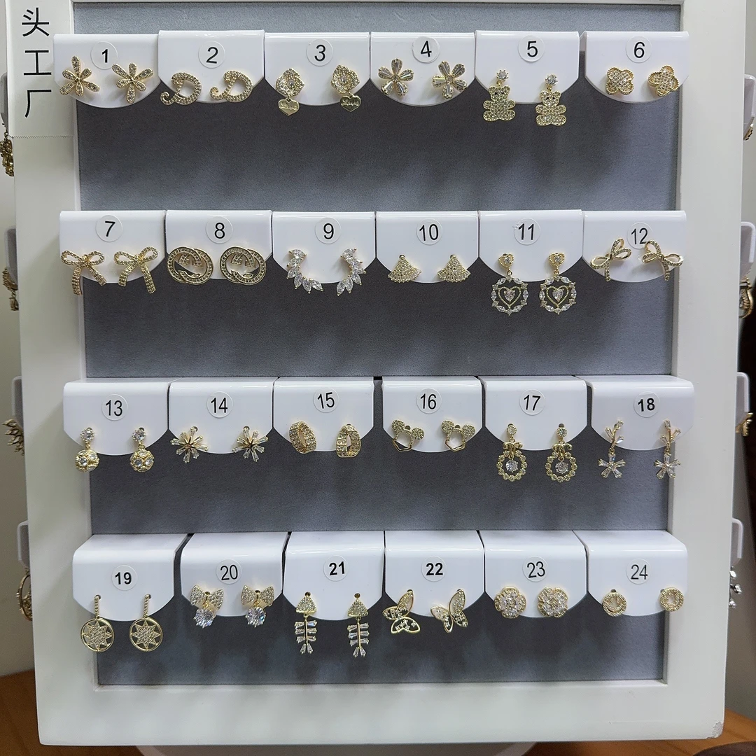 铜合金合成锆石耳饰 S925银针耳饰 通勤百搭设计感耳环气质耳钉女