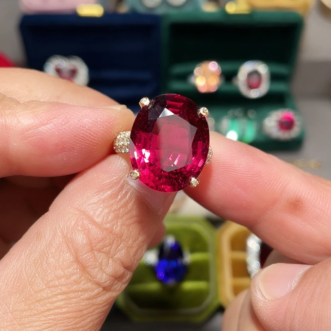 戒指碧玺18K金镶嵌15.7ct