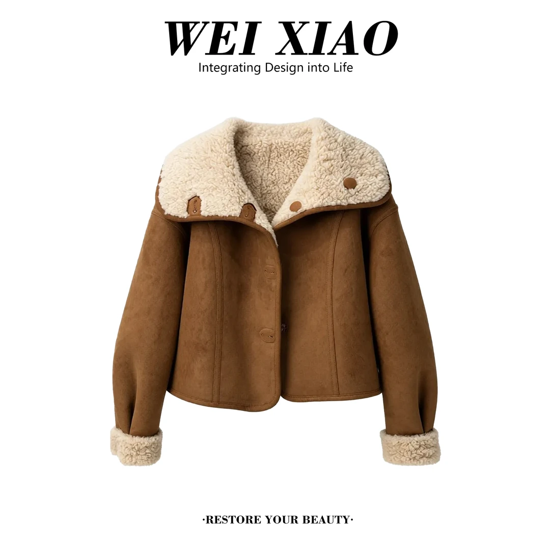 韩系高级感加厚毛毛外套女冬季2025新款慵懒风双面穿皮毛一体上衣