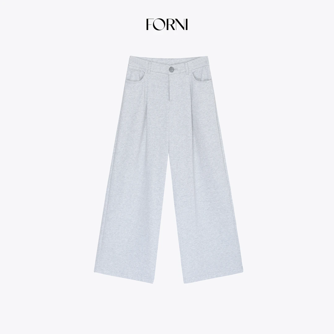 FORNI 中产阶级 品质通勤老钱风毛圈新疆棉打褶低腰西装感卫裤