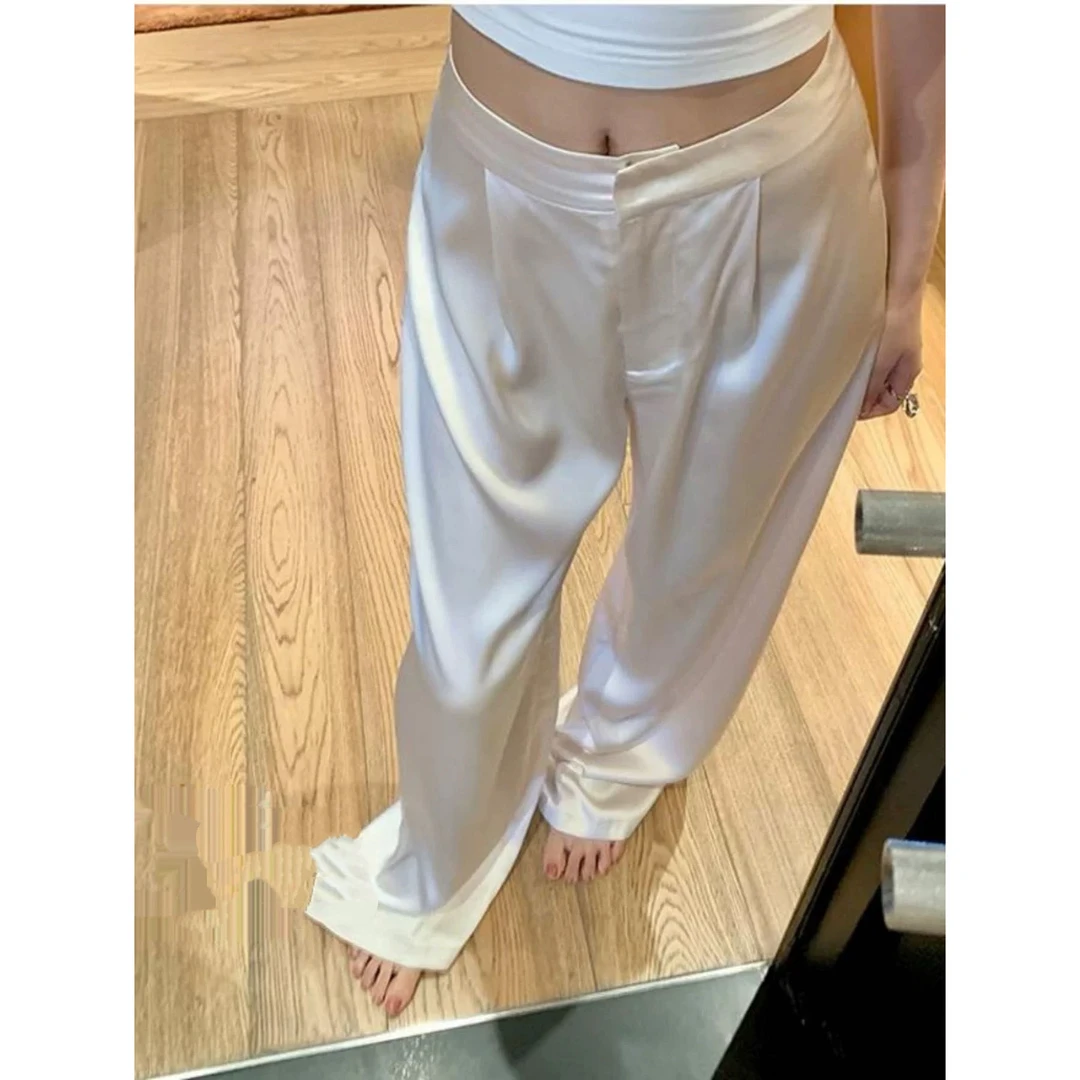 【土豆优选】醋酸缎面阔腿休闲裤