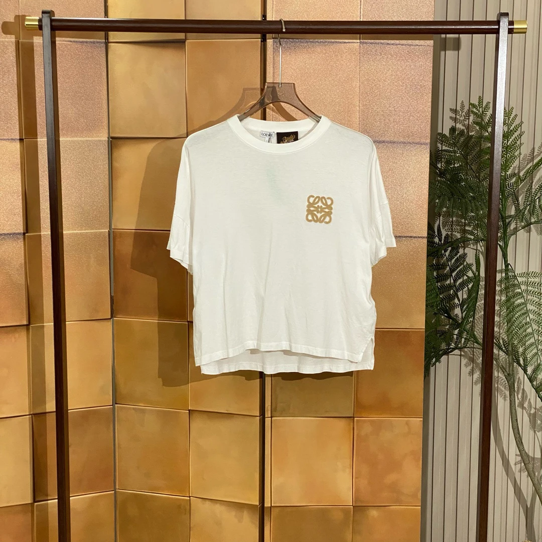 Loewe 23ss最新款白色植绒logo短袖/s码/99新/女42841