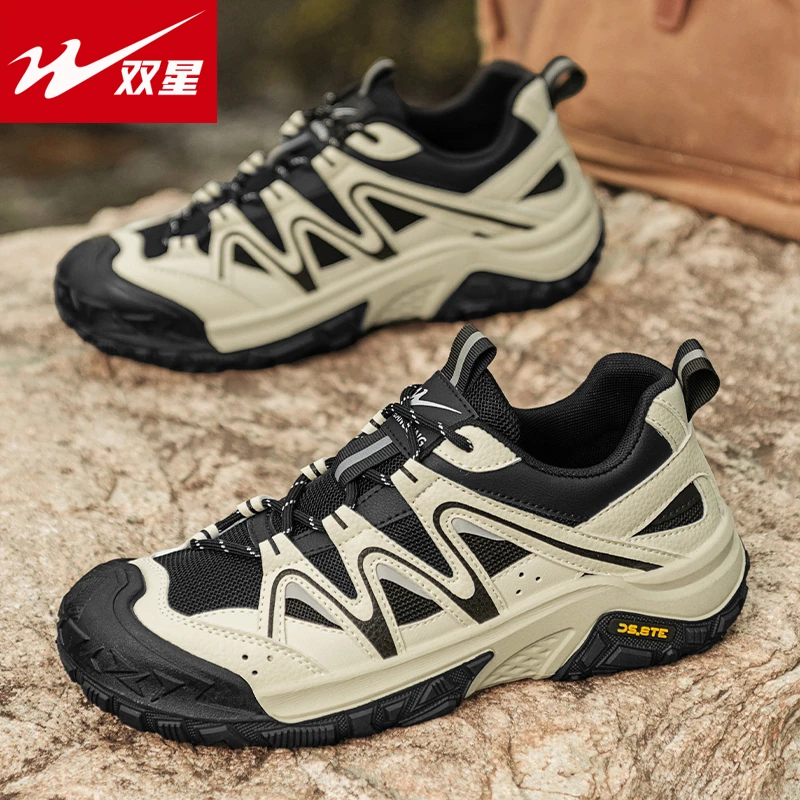 双星鞋子男款户外徒步鞋秋季2025爆款全黑登山鞋防滑耐磨开车男鞋