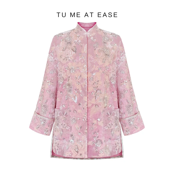 【TuwoZizai】金粉世家-重工钉珠金丝提花外套-海棠花新中式新年服
