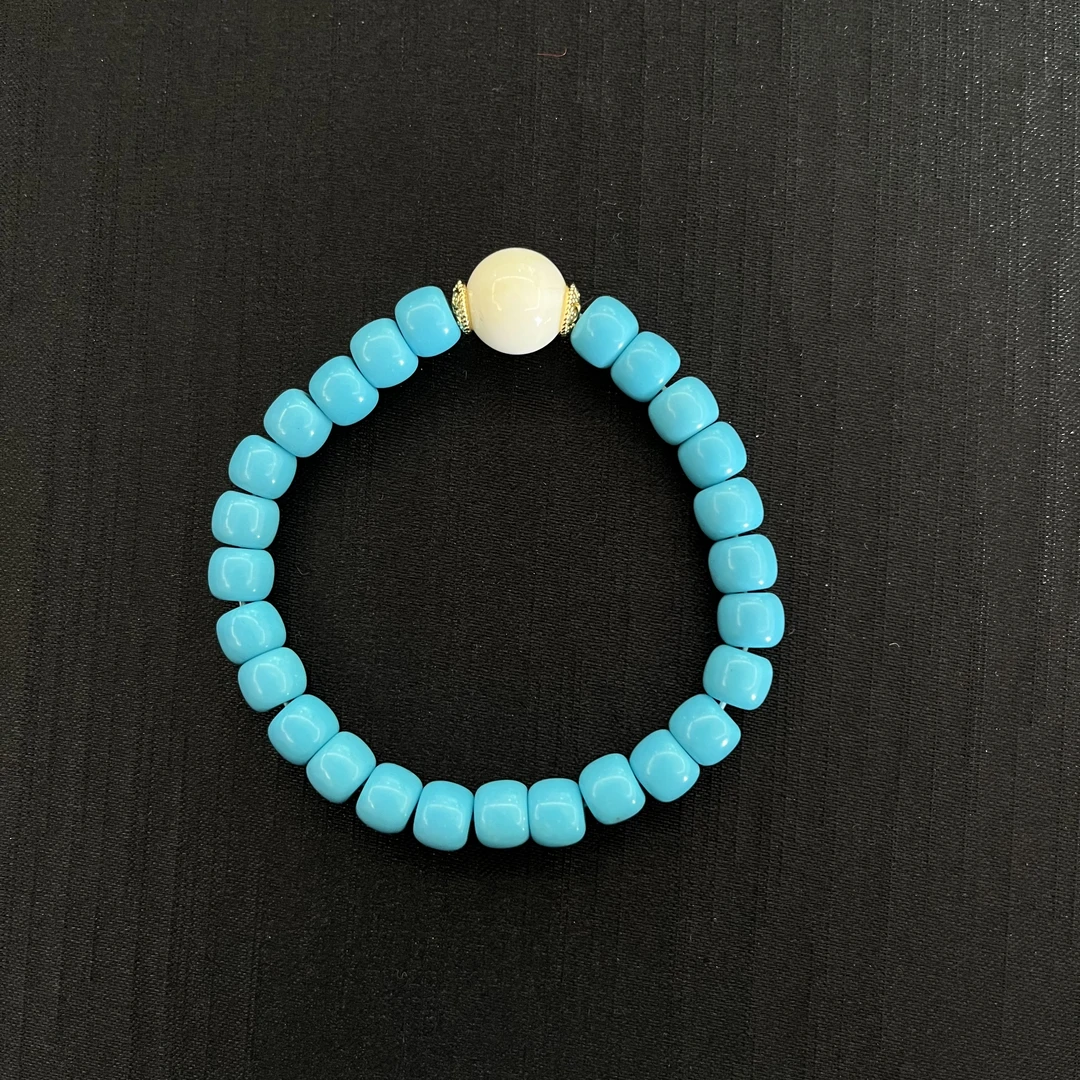 绿松蜜蜡直切手串7m+*（单件多样性发）084