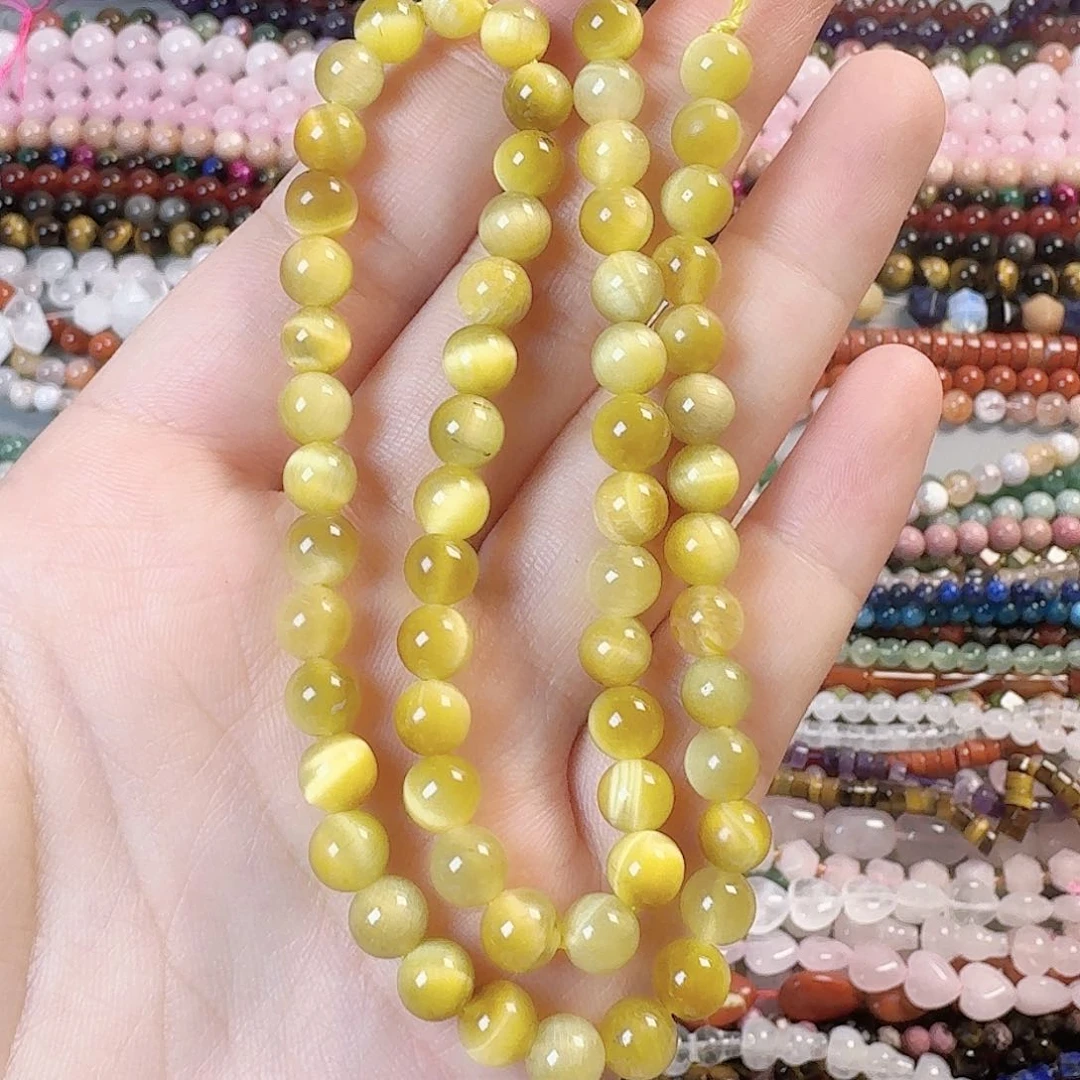 玛瑙/玉髓未镶嵌珠宝半成品卡六金虎眼一条
