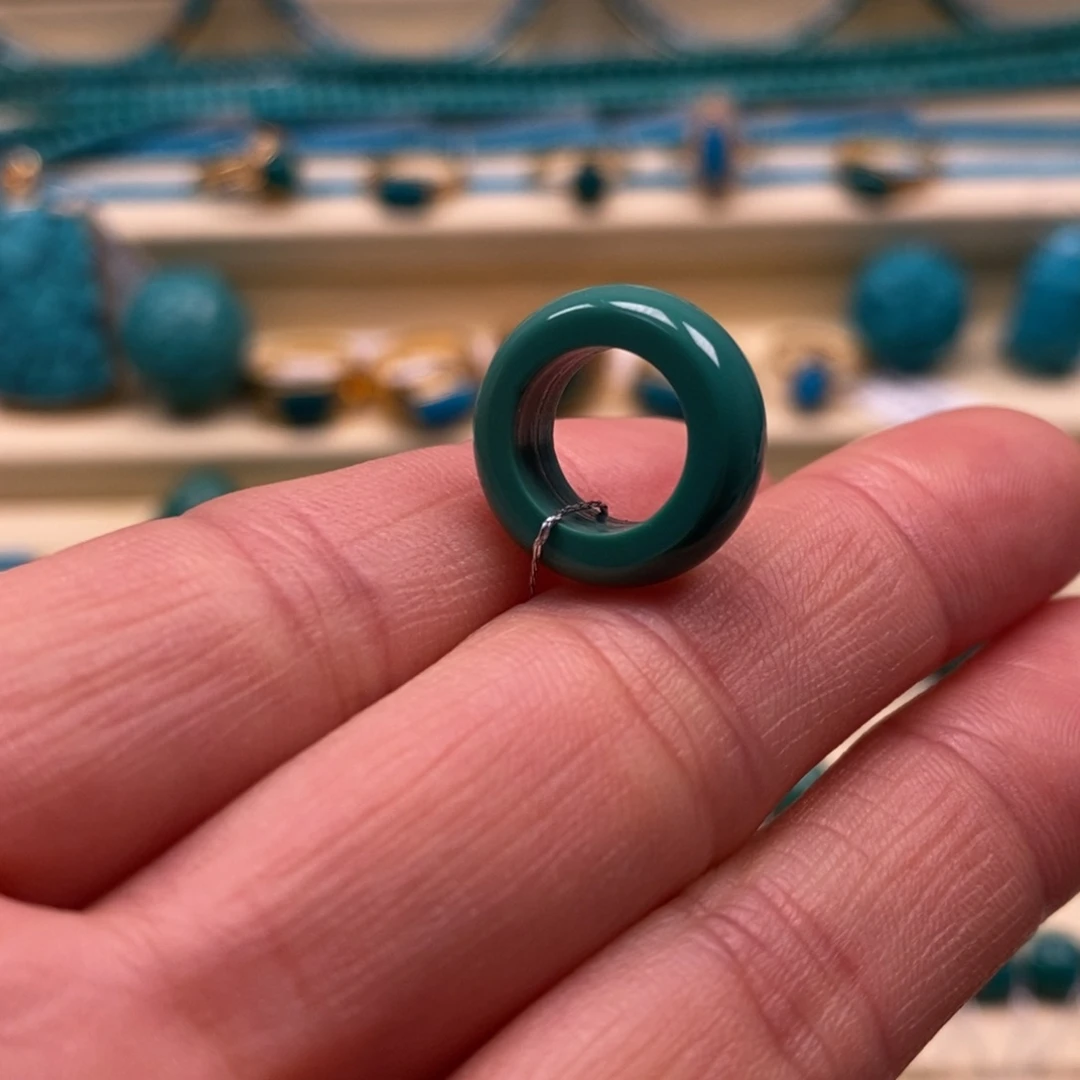 绿松石未镶嵌珠宝奇石跑环内径9跑6.5-8串