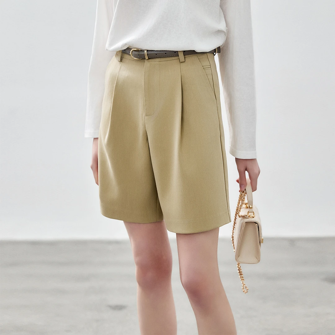 【粉丝专享】卡其色高腰显瘦休闲裤直筒阔腿百搭薄款短裤女夏季