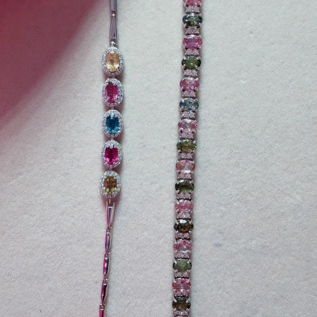 碧玺手链银S925镶嵌国首质检