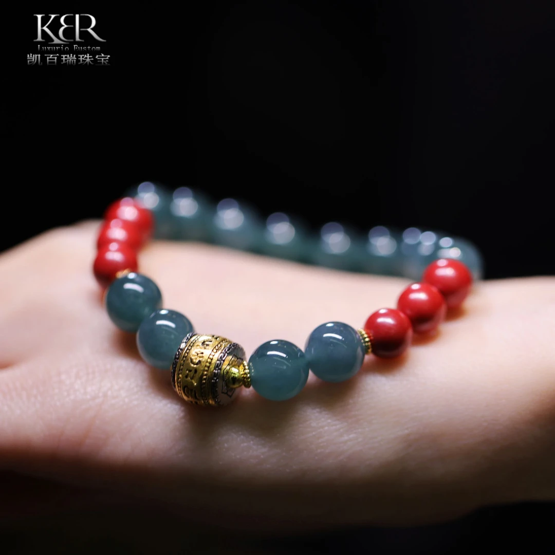 高级定制款天然A货冰种翡翠圆珠手串珠串精致高定气质 KBR0331001