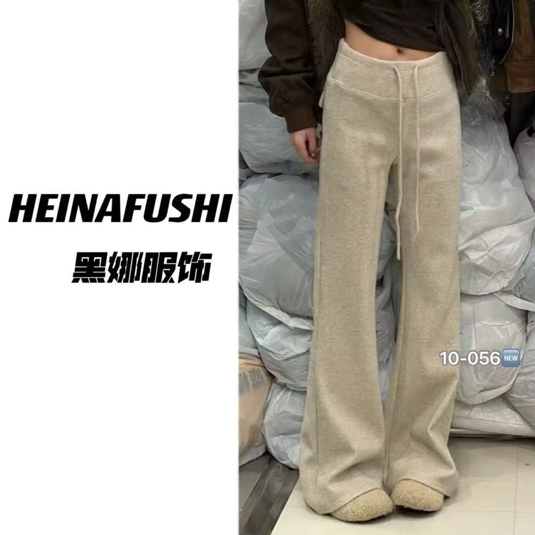 HEINA【好穿显瘦】不贴直筒加绒喇叭裤B016