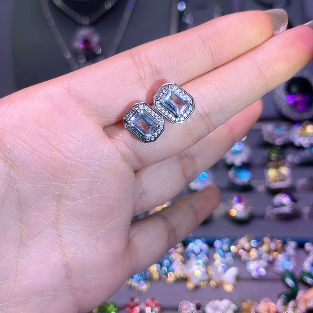 【闪购商品】托帕石耳饰银S925镶嵌耳饰