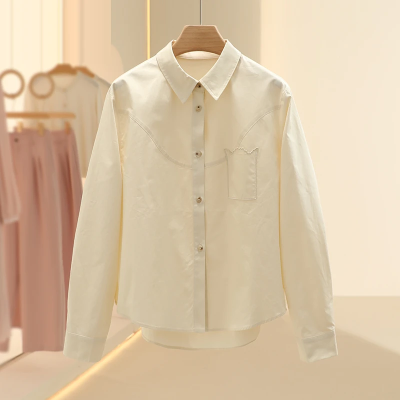 【佐】奈●不规则纯棉圆领polo领衬衫2025年春专柜撤柜女装