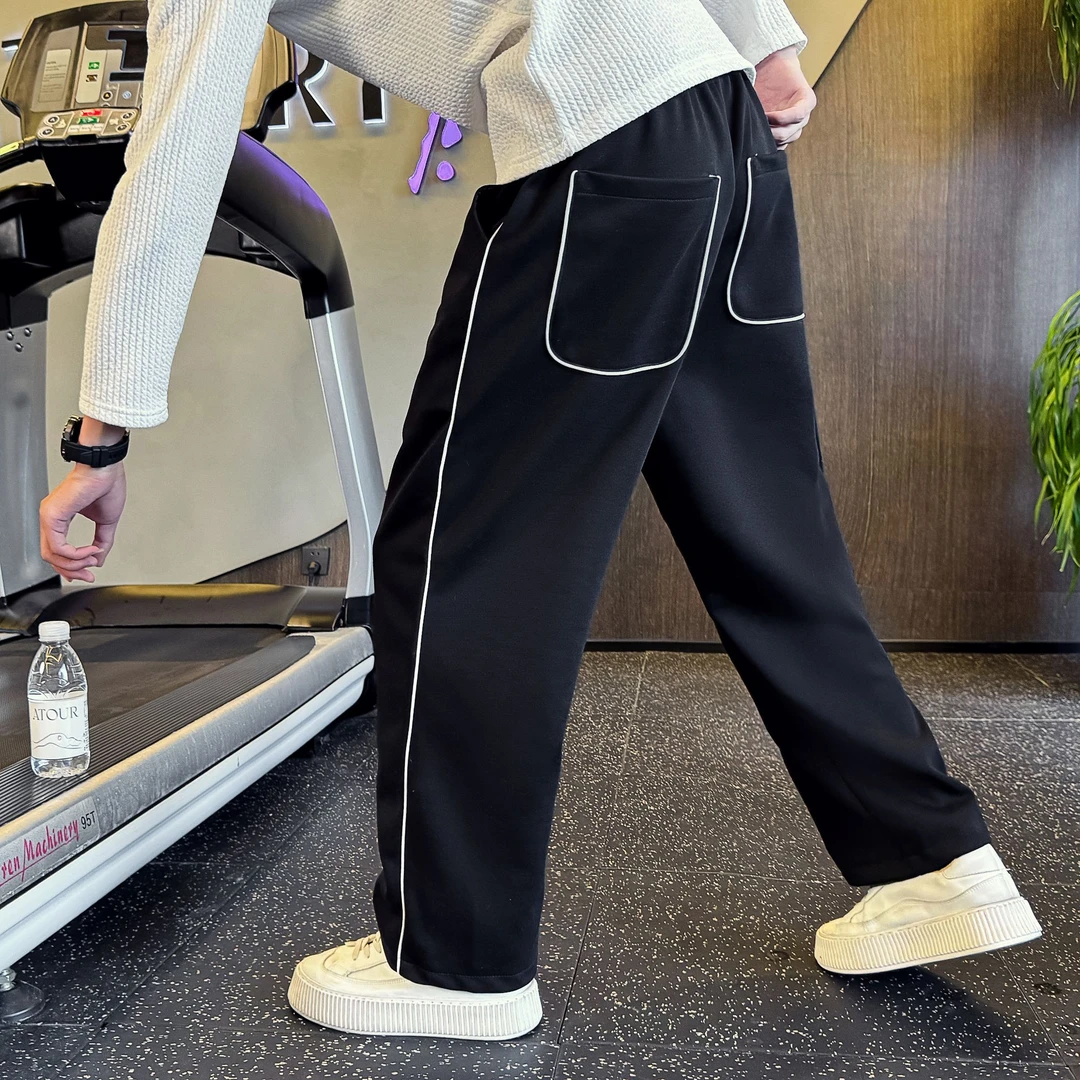 设计感卫裤男潮牌撞色直筒裤运动男裤2025新款裤子春秋季休闲裤子