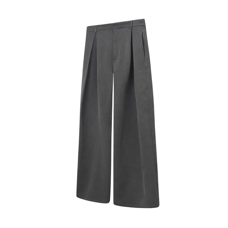 哈呼噜同款Stay the Night立体工字褶A字廓形弯刀TR通勤休闲西裤