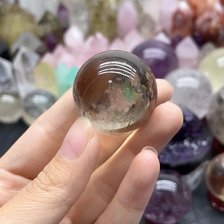 珠宝半成品水晶未镶嵌19茶晶球卡3.3mm