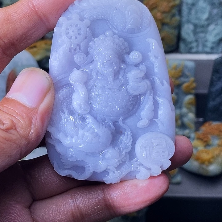 定制翡翠未镶嵌财神爷 买断抛光3天