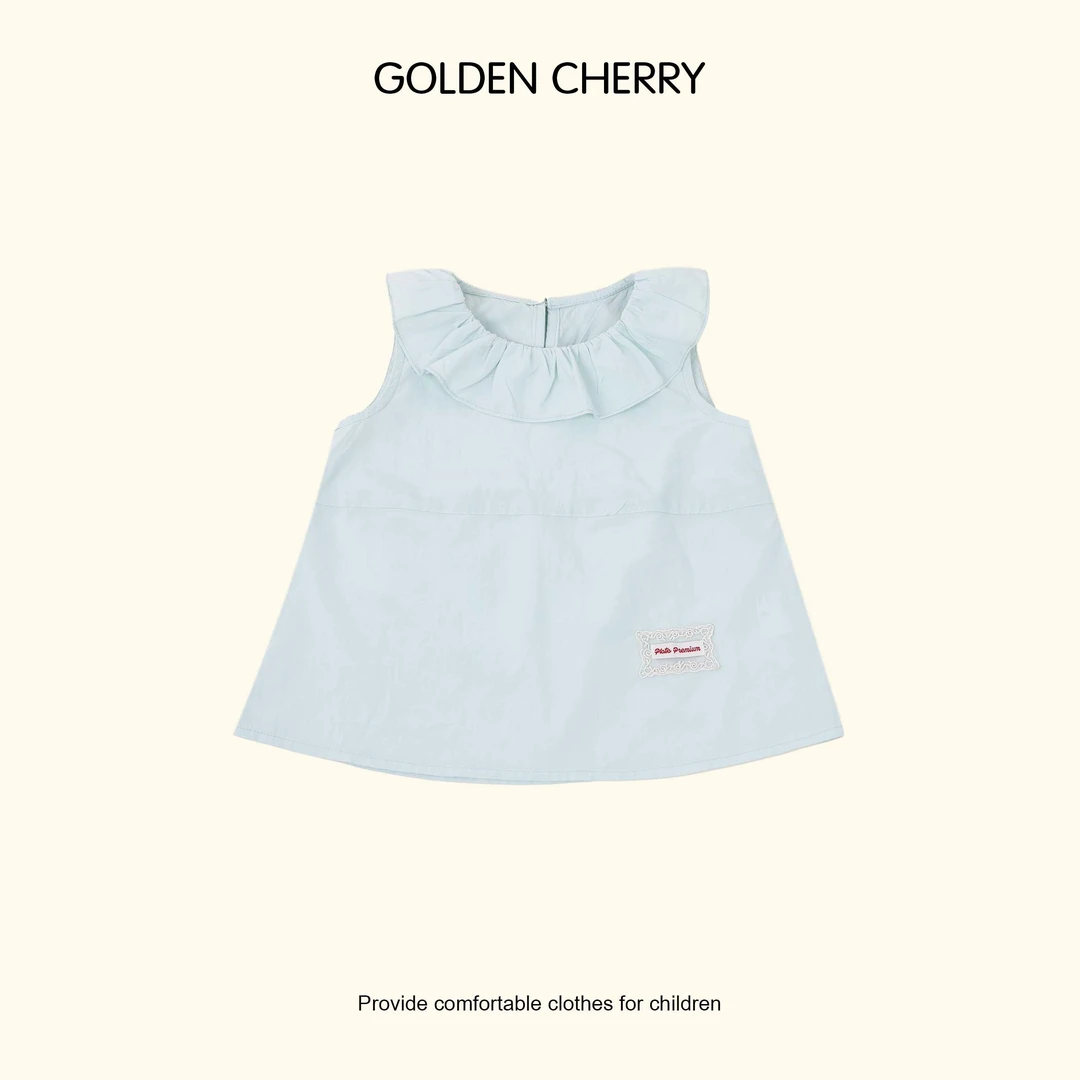 【金樱桃 Golden cherry】儿童薄荷绿色娃娃领无袖衬衫567264
