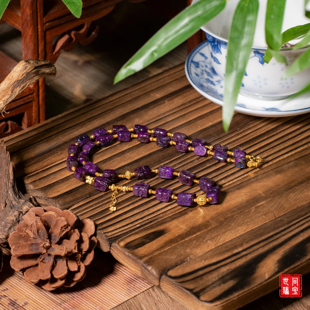 无忧丨18K金老料全紫舒俱来貔貅项链/长45cm/多样性发/P1639/20+