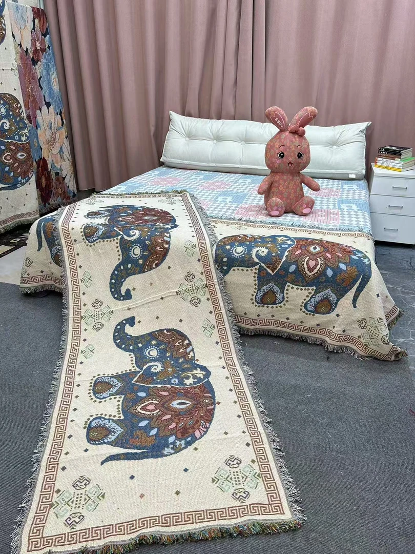 【吉祥象】四季多功能加厚双面防滑提花沙发巾