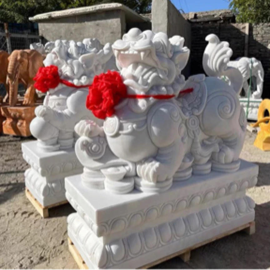 石雕貔貅一对户外庭院商铺大门口汉白玉石头貔貅动物雕刻装饰摆件