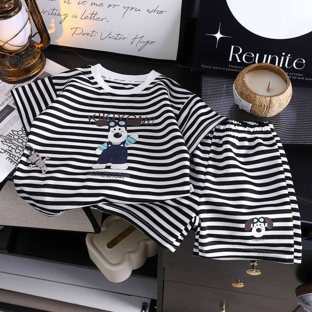 新款男女童套装韩版休闲夏季卡通动漫时尚范短裤薄款童装洋气