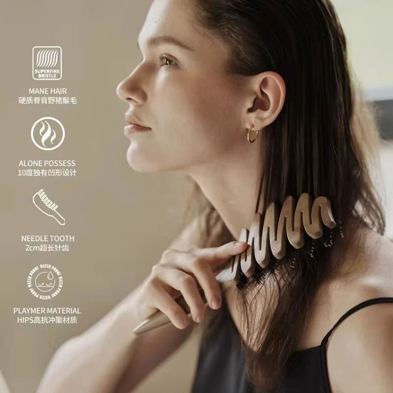 【西藏包邮】FIVELAKE松塔猪鬃梳发顶蓬松神器按摩头部按摩梳