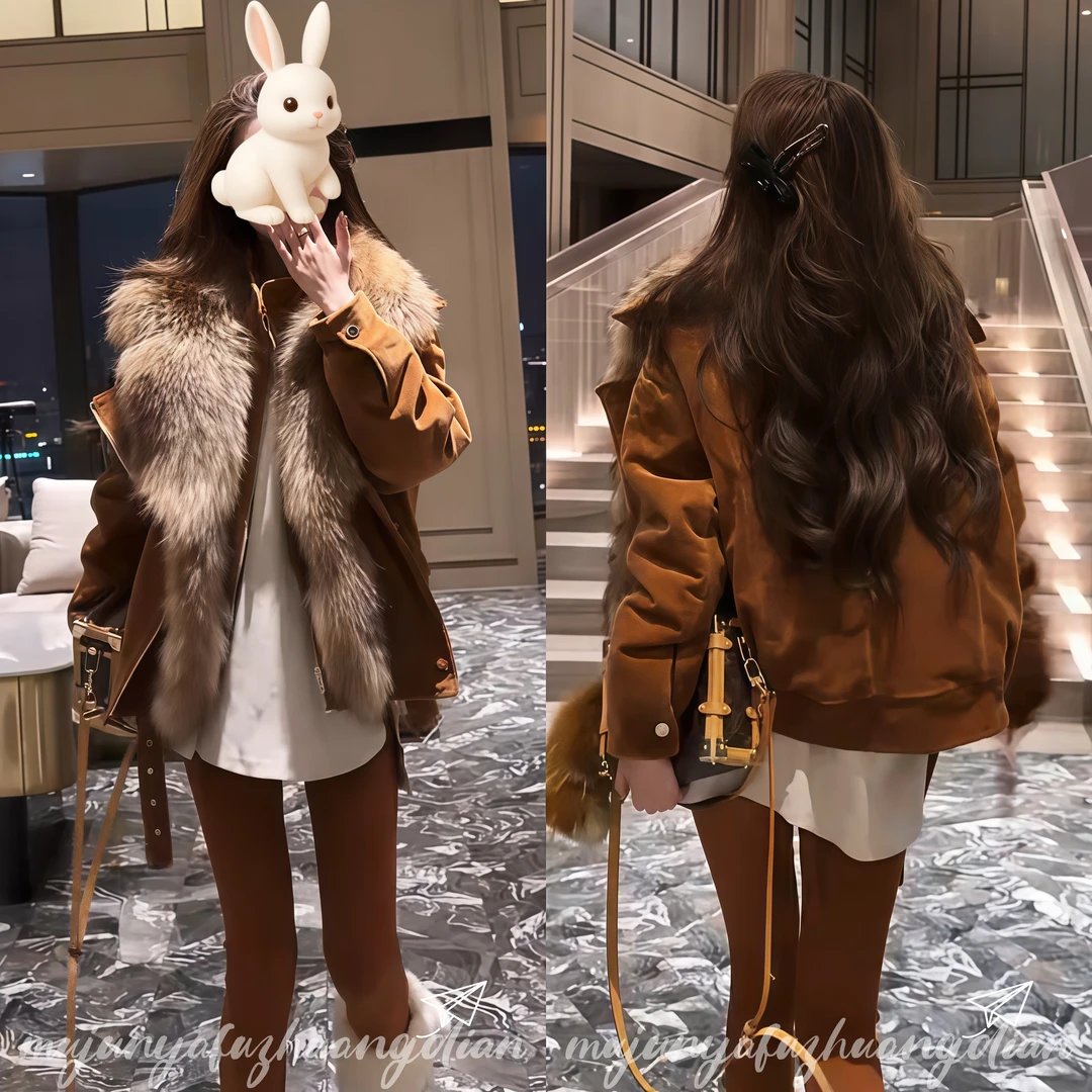 2025冬季新款欧货时髦设计感大毛领外套百搭精致宽松显瘦女神范