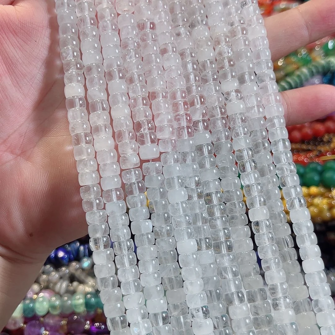 玛瑙/玉髓合金珠宝半成品白水晶剁珠一条8mm