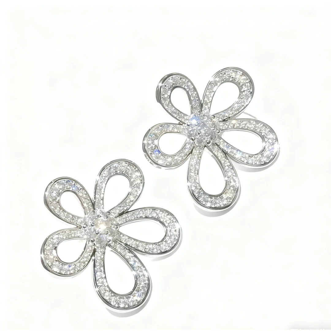 合金耳饰 镀K金6156~时尚百搭精工轻奢爆款网红新款太阳花耳钉