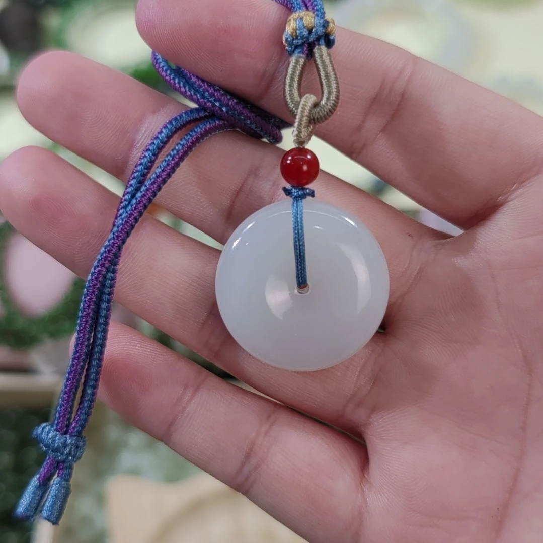 和田玉未镶嵌颈饰卡28羊脂白和田玉精品平安扣×1