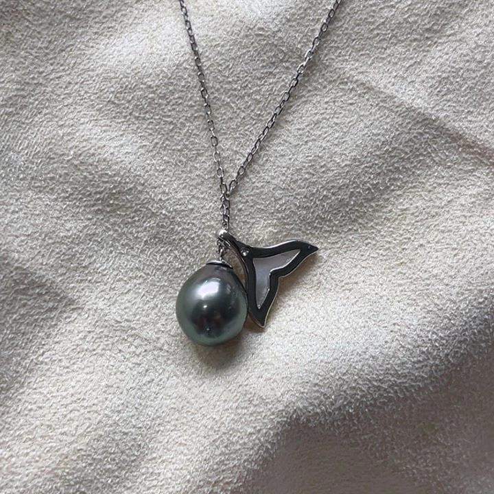 海水珍珠颈饰银S925镶嵌9-10mm 96号