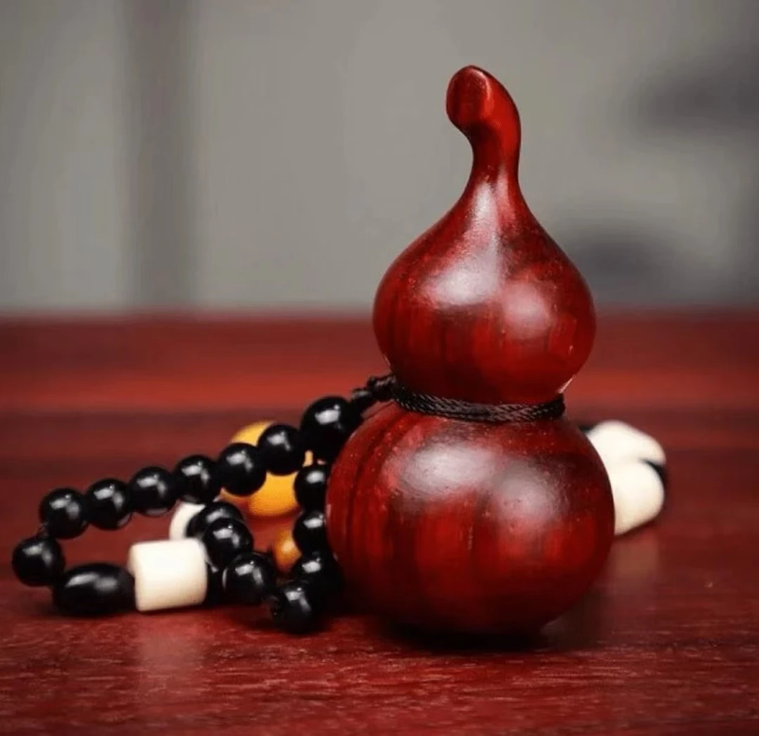 【木上】赞比亚小叶紫檀-红木招财风水葫芦手把件8*4-钥匙车载挂件