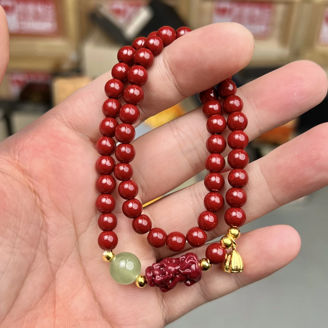 含辰砂工艺品貔貅双圈S0891 无礼盒