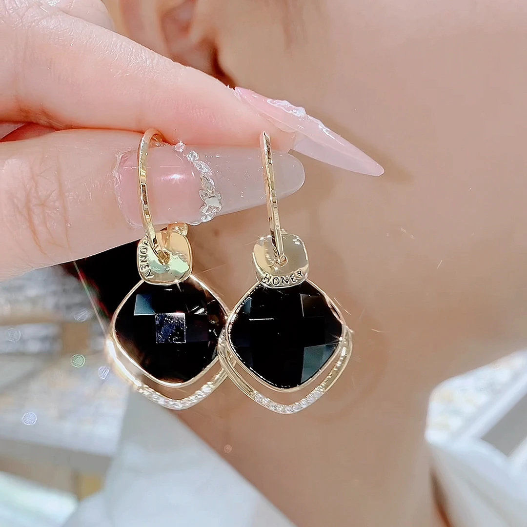 铜合金亚克力耳饰 275-简约925银针时尚轻奢职业明艳灵动耳环