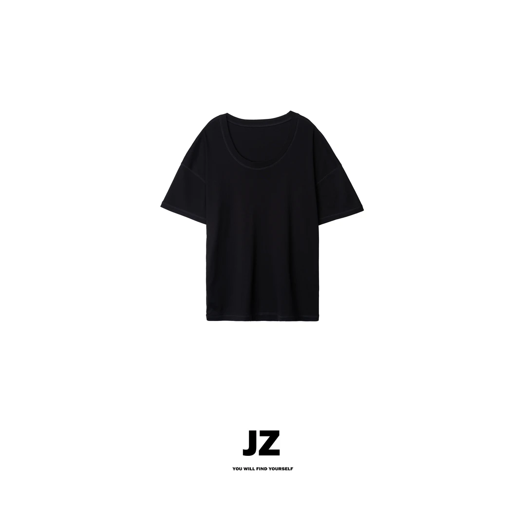 金子/JZ SO MUCH【大圆领落肩T】60支双股纱圆领落肩T恤上衣