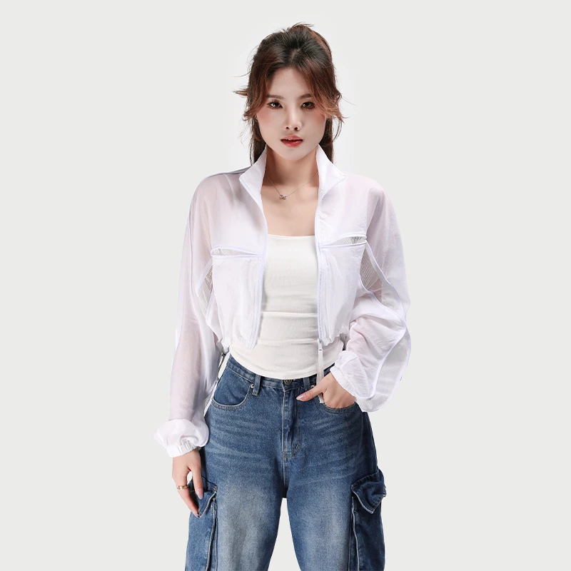 JY4WTC44010新款街头镂空拼接设计防晒薄夹克短外套女