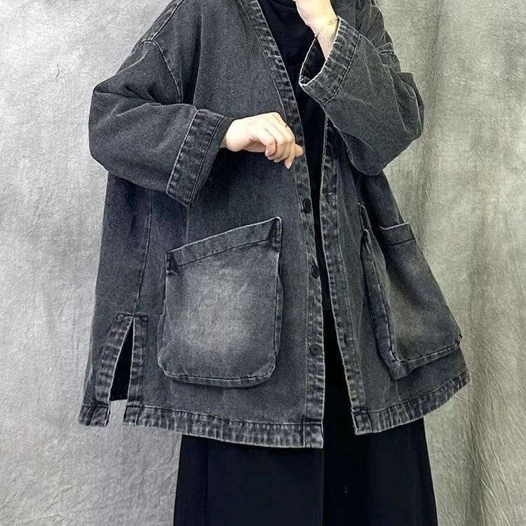 海澜之家运动【五折清仓】春秋款阔版大牛仔外套大口袋遮肉宽松大码