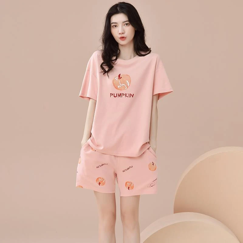 FAVMARTHA莫代尔睡衣女款夏季纯棉大码宽松慵懒韩版外穿全棉家居
