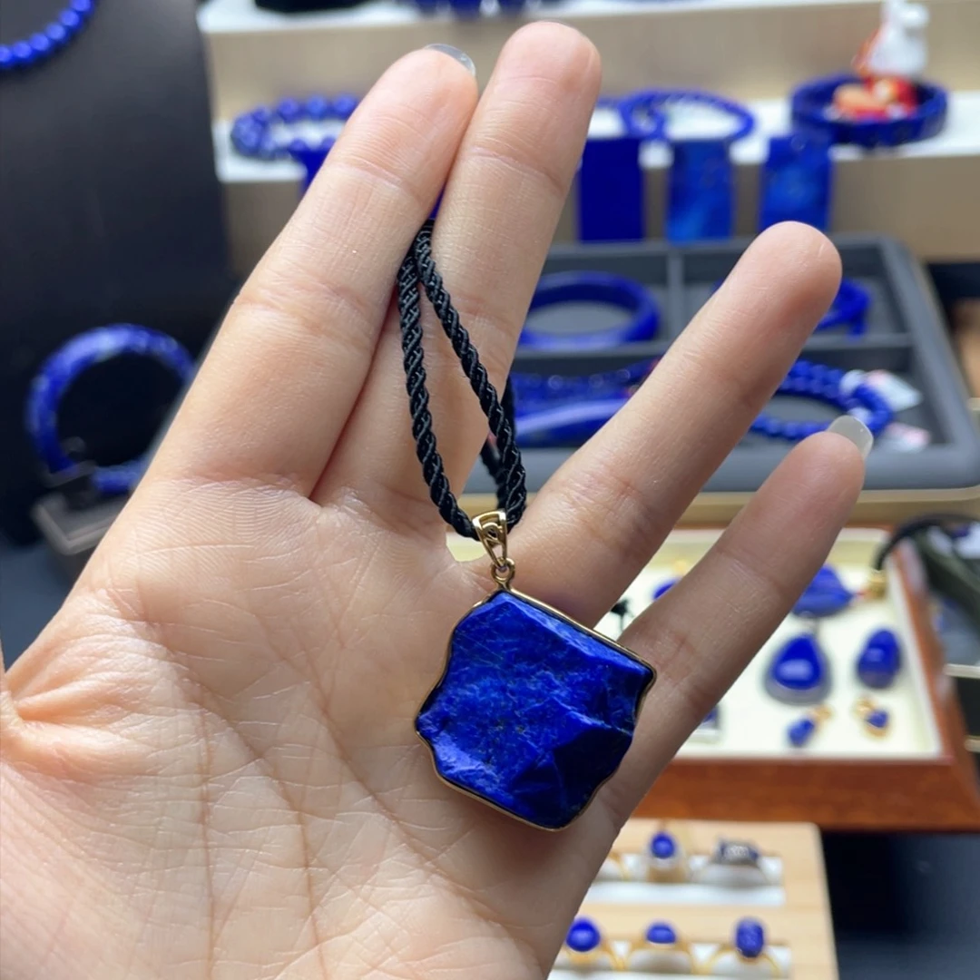 银S925镀金镶嵌青金石吊坠